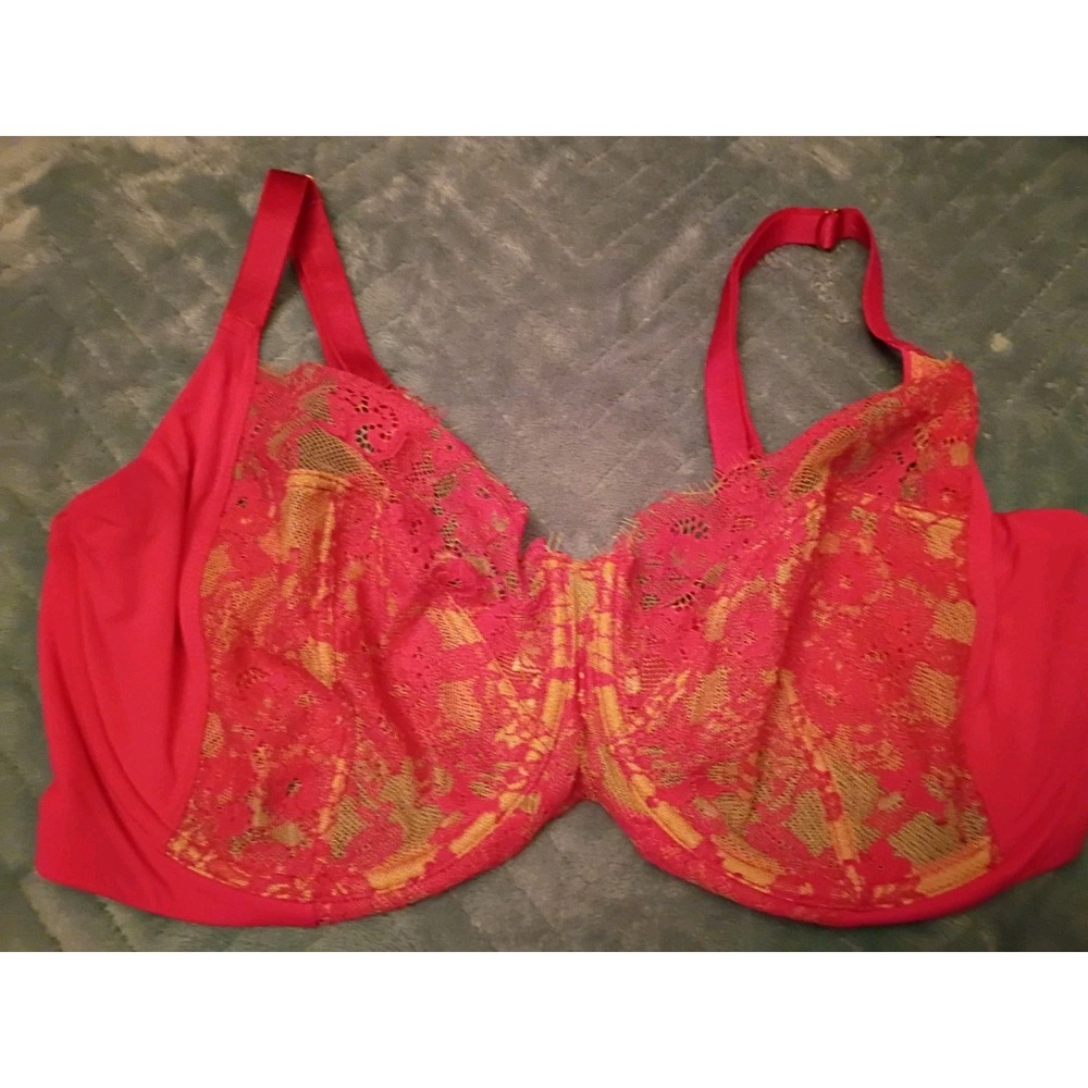Skarlett Blue Sheer  Lace Underwire Bra Women's 36DDD Pink